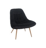 SalesFever Fauteuil XXL fluweel zwart metaal houtlook