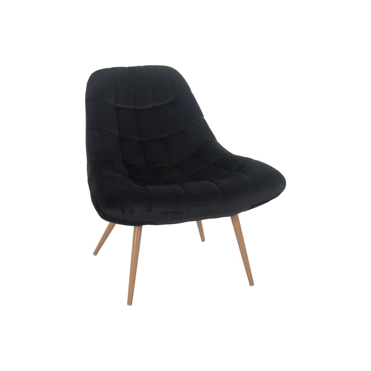 SalesFever Fauteuil XXL fluweel zwart metaal houtlook