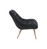 SalesFever Fauteuil XXL fluweel zwart metaal houtlook