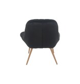 SalesFever Fauteuil XXL fluweel zwart metaal houtlook