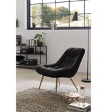 SalesFever Fauteuil XXL fluweel zwart metaal houtlook