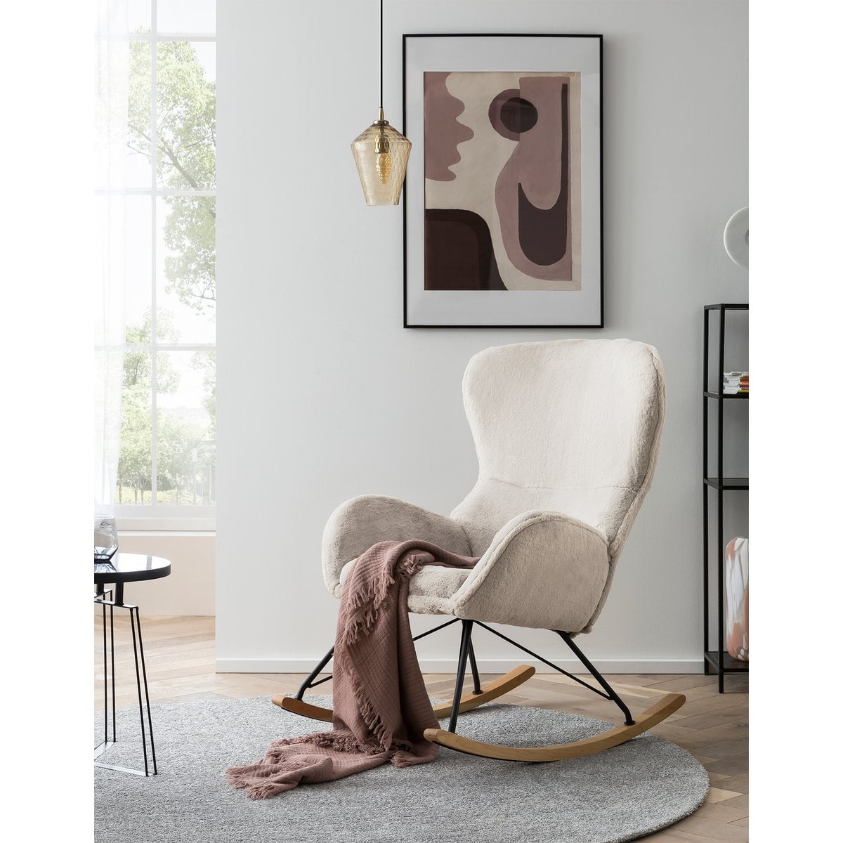 SalesFever Schommelstoel in lamsvachtlook beige