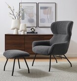 SalesFever Fauteuil- en krukset teddybont antraciet