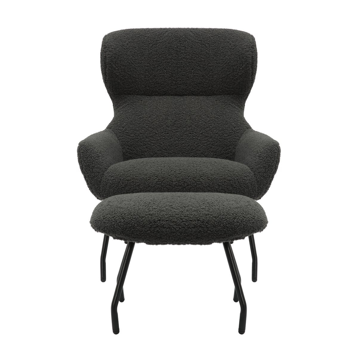 SalesFever Fauteuil- en krukset teddybont antraciet