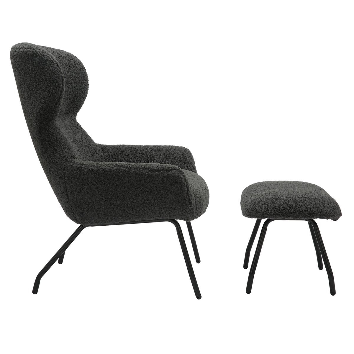 SalesFever Fauteuil- en krukset teddybont antraciet