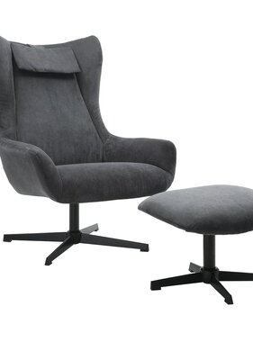 SalesFever Fauteuil en kruk koordoptiek grijs