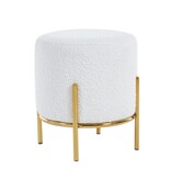 SalesFever Gestoffeerde kruk Ø35 cm bouclé stof wit