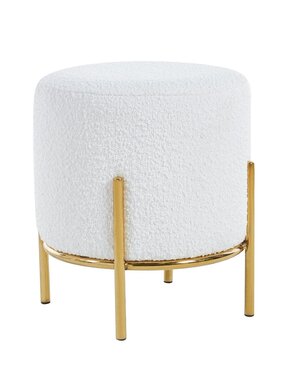 SalesFever Gestoffeerde kruk Ø35 cm bouclé stof wit