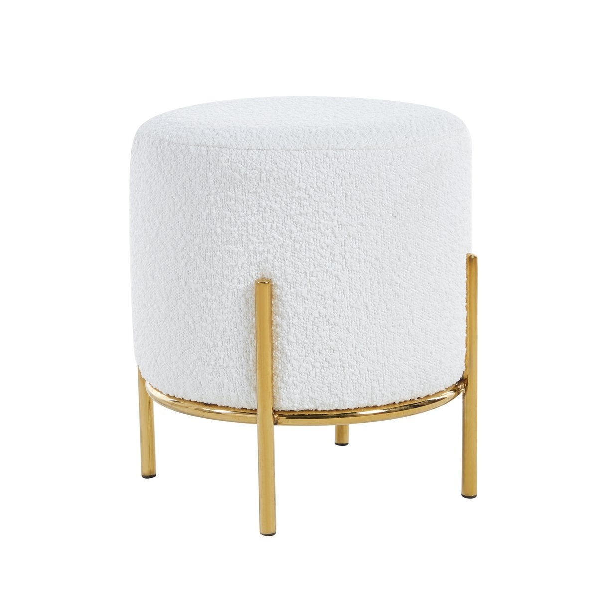 SalesFever Gestoffeerde kruk Ø35 cm bouclé stof wit