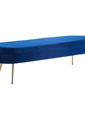 SalesFever Ovale lange poef gemaakt van donkerblauw fluweel