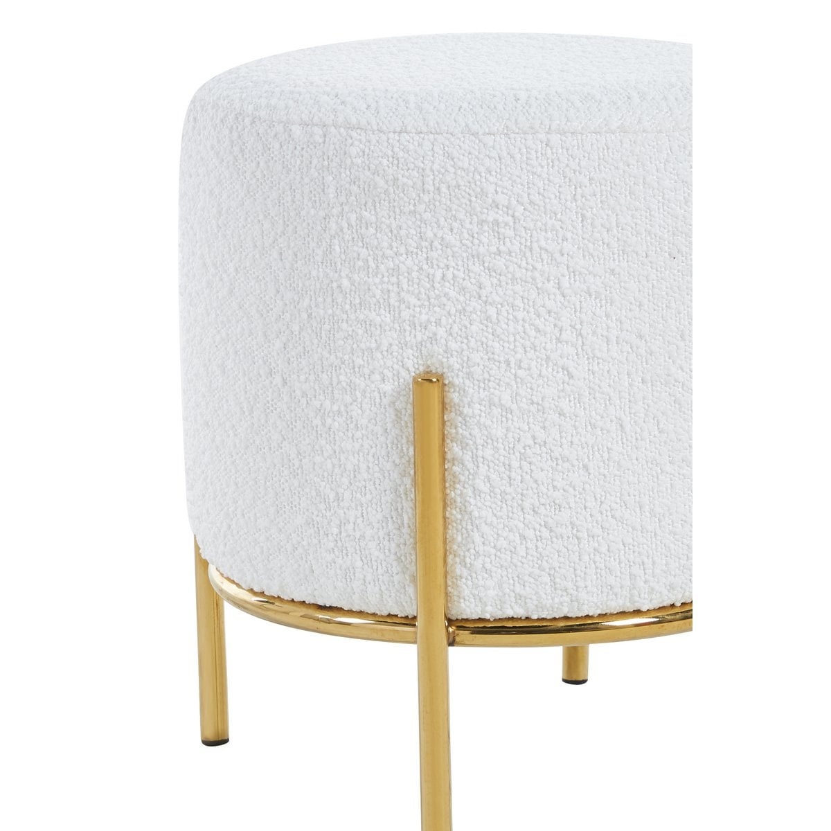 SalesFever Gestoffeerde kruk Ø35 cm bouclé stof wit