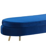 SalesFever Ovale lange poef gemaakt van donkerblauw fluweel