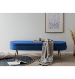 SalesFever Ovale lange poef gemaakt van donkerblauw fluweel