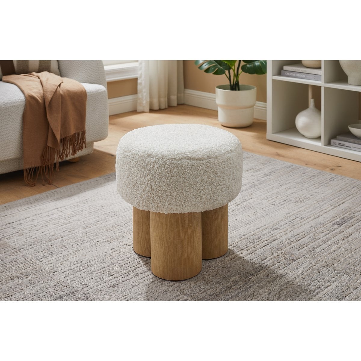 SalesFever STEATPOUF Ø 50 cm natuurlijk/wit