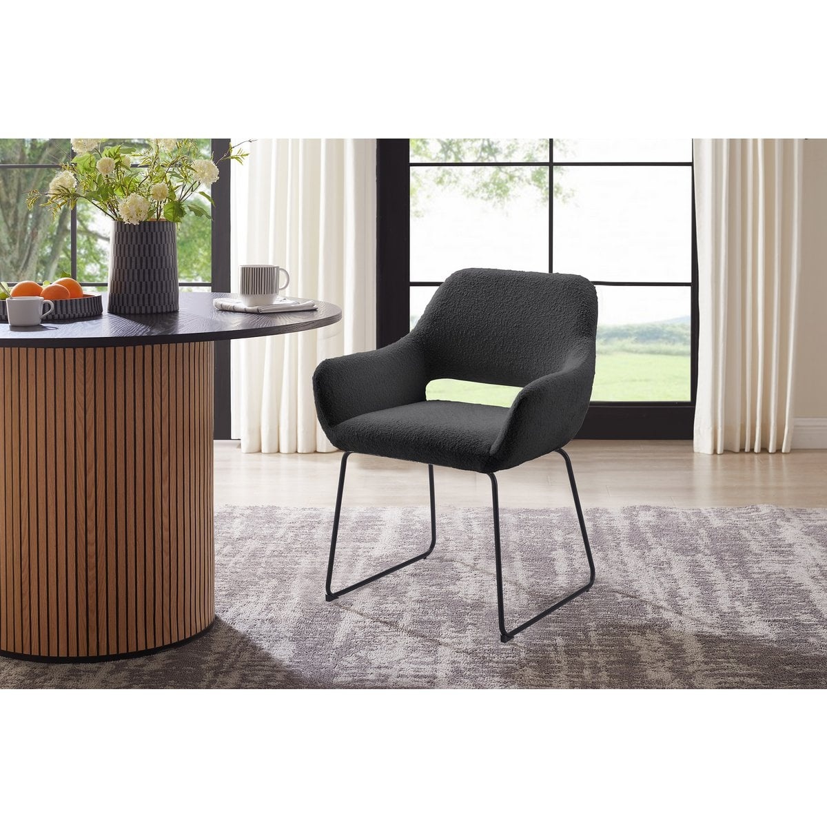 SalesFever Fauteuil met ruguitsparing Bouclé stof antraciet