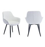 SalesFever Fauteuil Bouclé stof wit set van 2