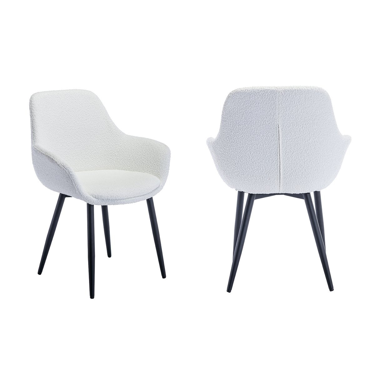 SalesFever Fauteuil Bouclé stof wit set van 2