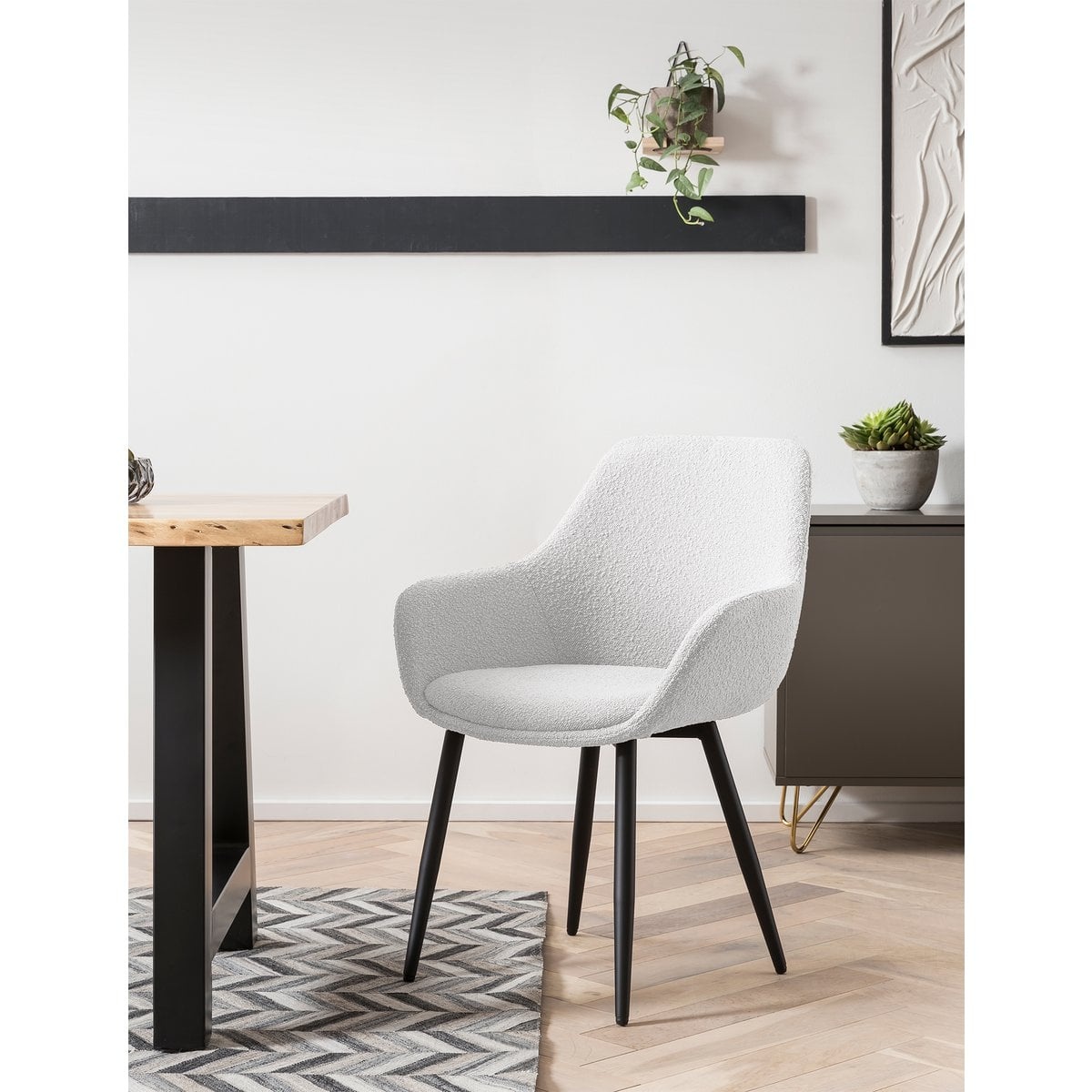 SalesFever Fauteuil Bouclé stof wit set van 2