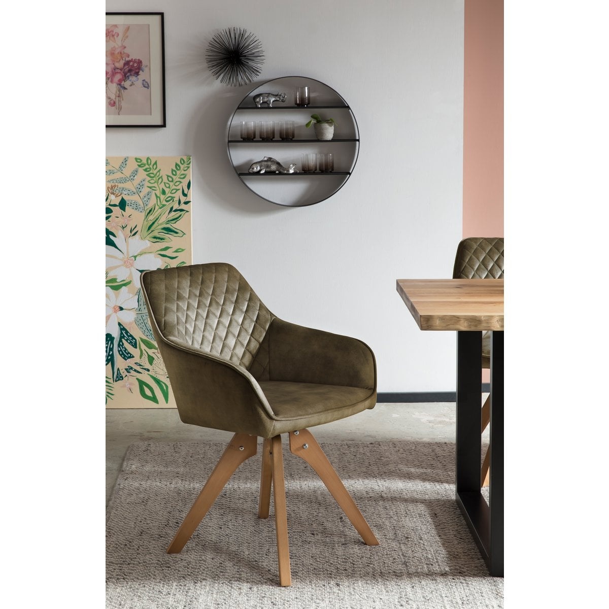 SalesFever Fauteuil vintage fluweel velours, groen