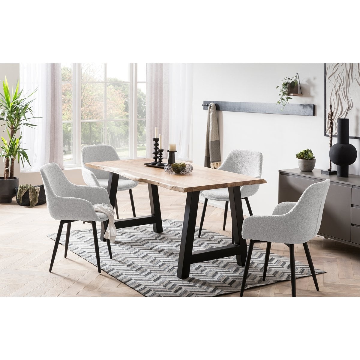 SalesFever Fauteuil Bouclé stof wit set van 2