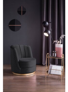 SalesFever Zwart fluwelen draaifauteuil