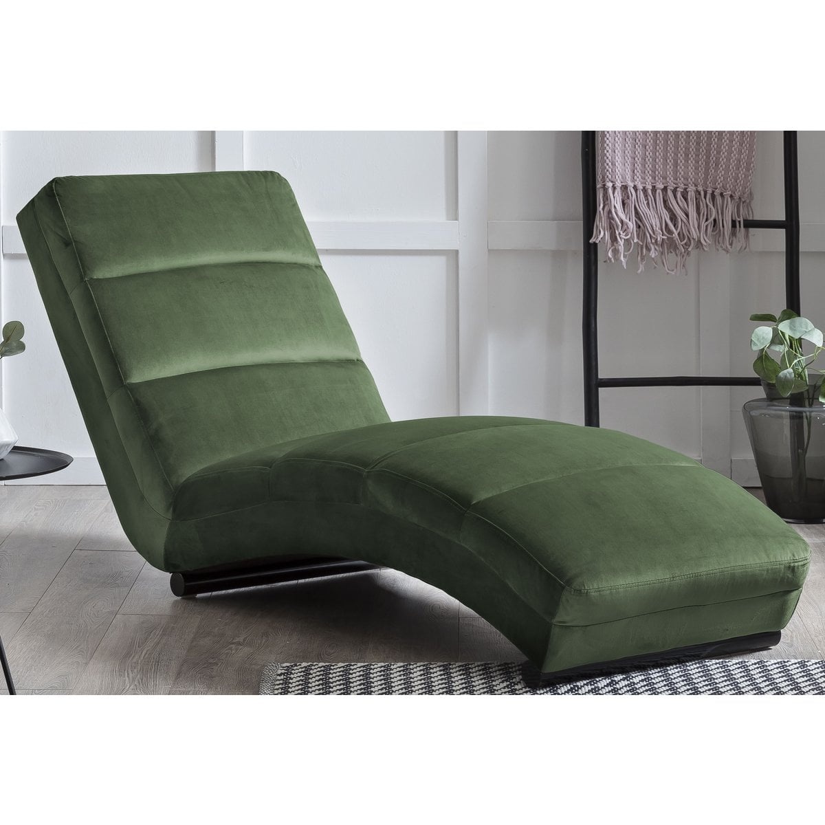 SalesFever Chaise longue bosgroen fluweel