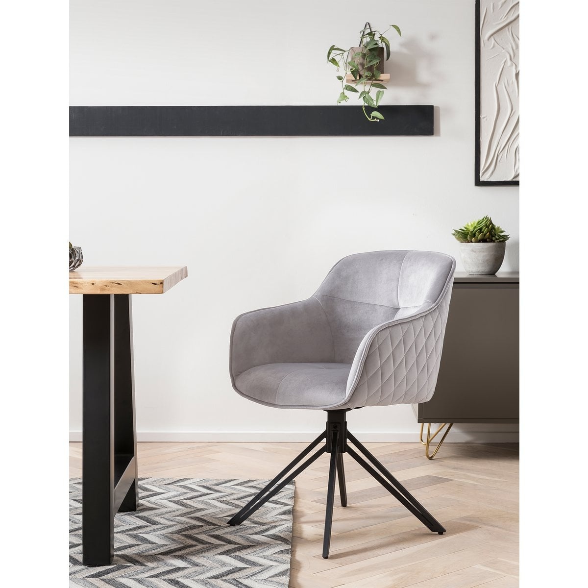 SalesFever Fauteuil met honingraatquilt in lichtgrijs