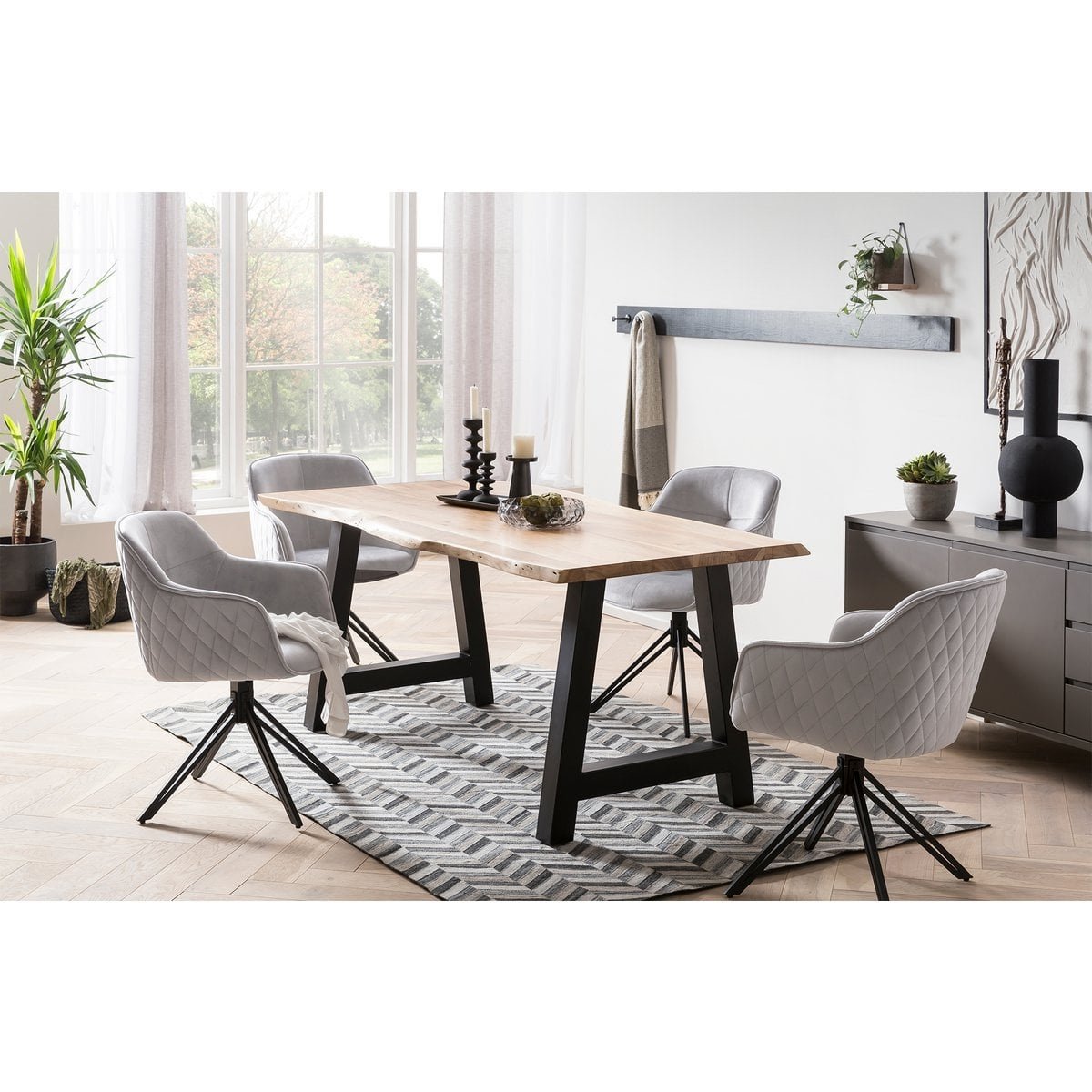 SalesFever Fauteuil met honingraatquilt in lichtgrijs