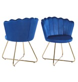 SalesFever Fluwelen schelpstoel set van 2 donkerblauw