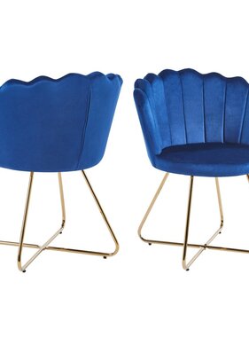 SalesFever Fluwelen schelpstoel set van 2 donkerblauw