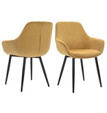 SalesFever Set van 2 corduroy fauteuils, goud