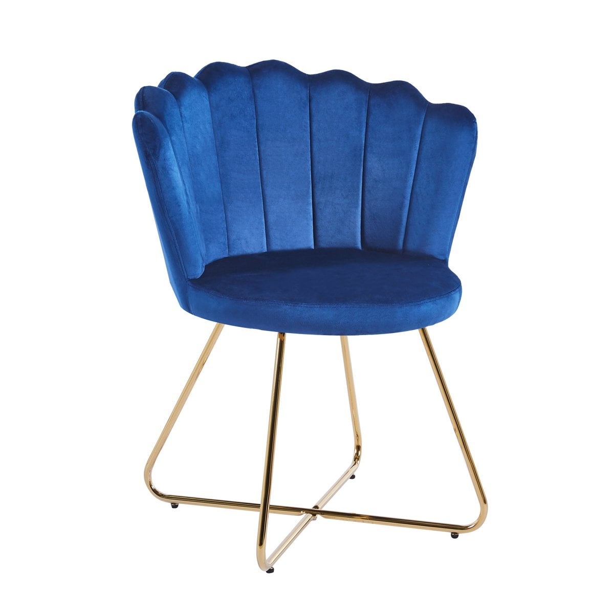 SalesFever Fluwelen schelpstoel set van 2 donkerblauw