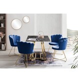 SalesFever Fluwelen schelpstoel set van 2 donkerblauw