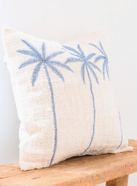 KantoormeubelenPlus Katoenen kussenhoes Palmboompatroon – Boho geborduurd kussen – Decoratief kussen – Geborduurde kussenhoes 40x40 of 50x50 cm ANARKA