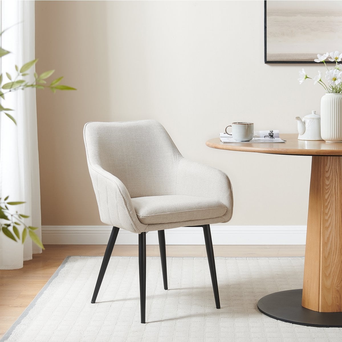 SalesFever Eetkamerstoel structuurstof beige