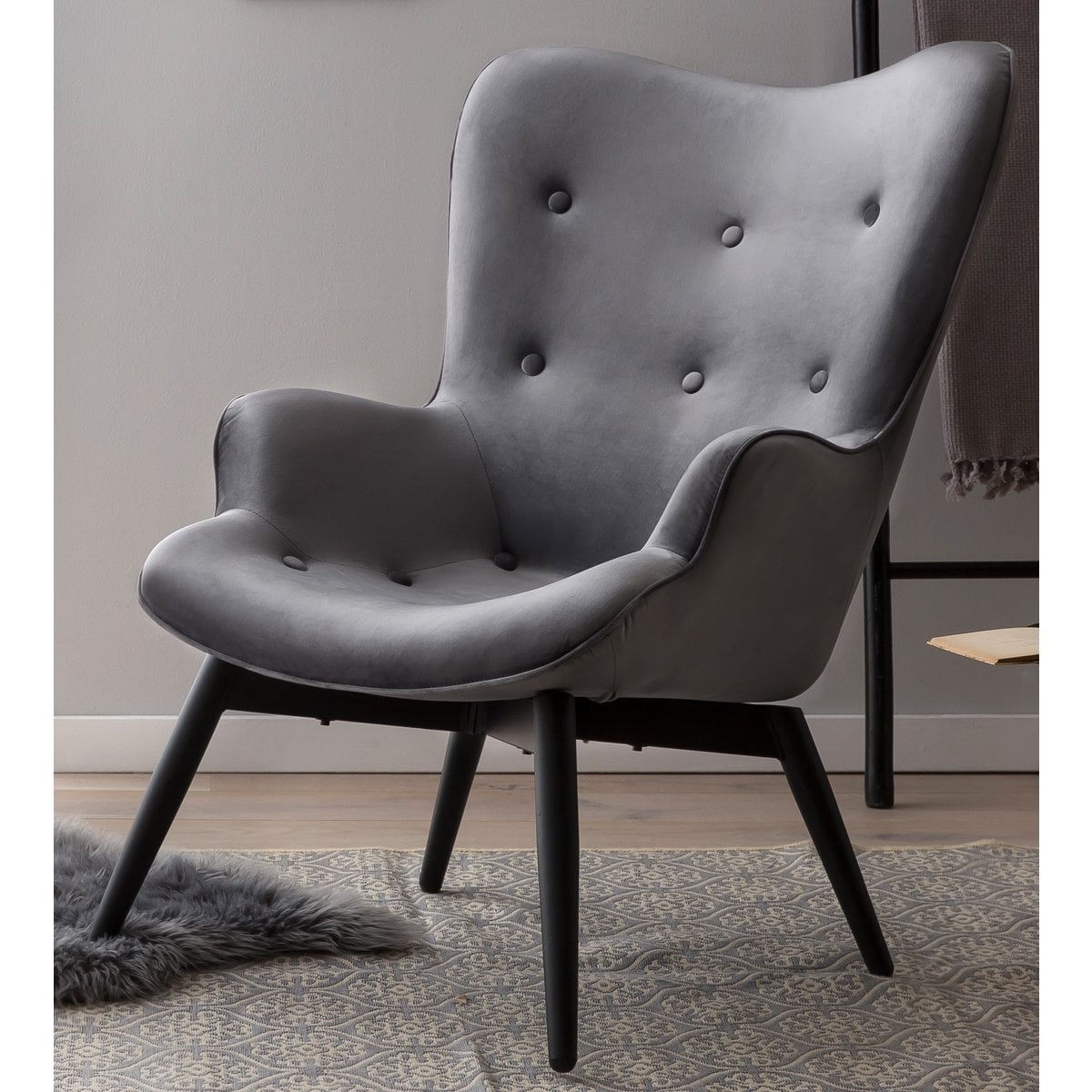 SalesFever Fauteuil grijs fluweel