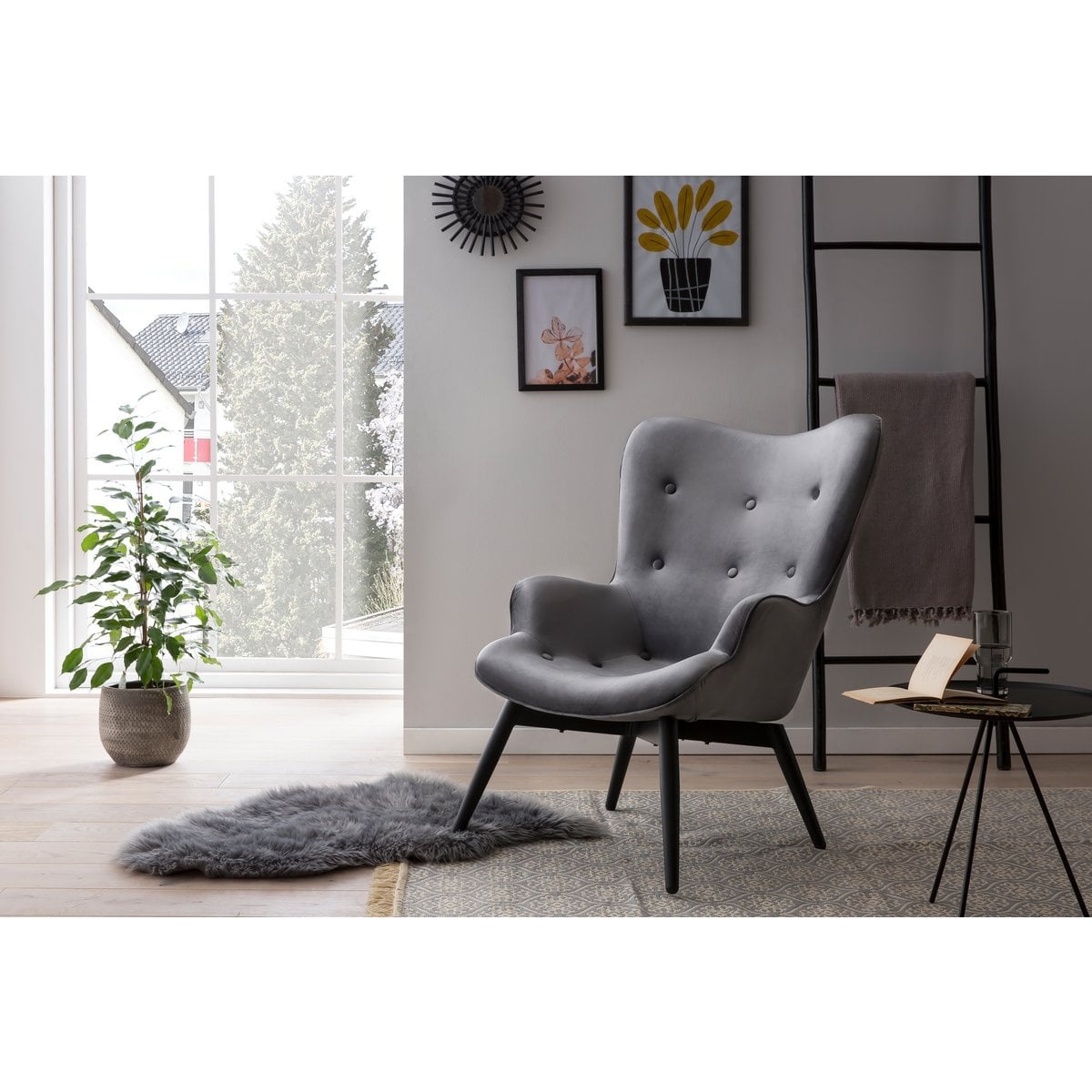 SalesFever Fauteuil grijs fluweel