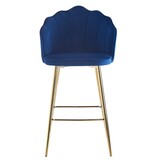 SalesFever Barkrukken schelp design set van 2 gemaakt van donkerblauw fluweel