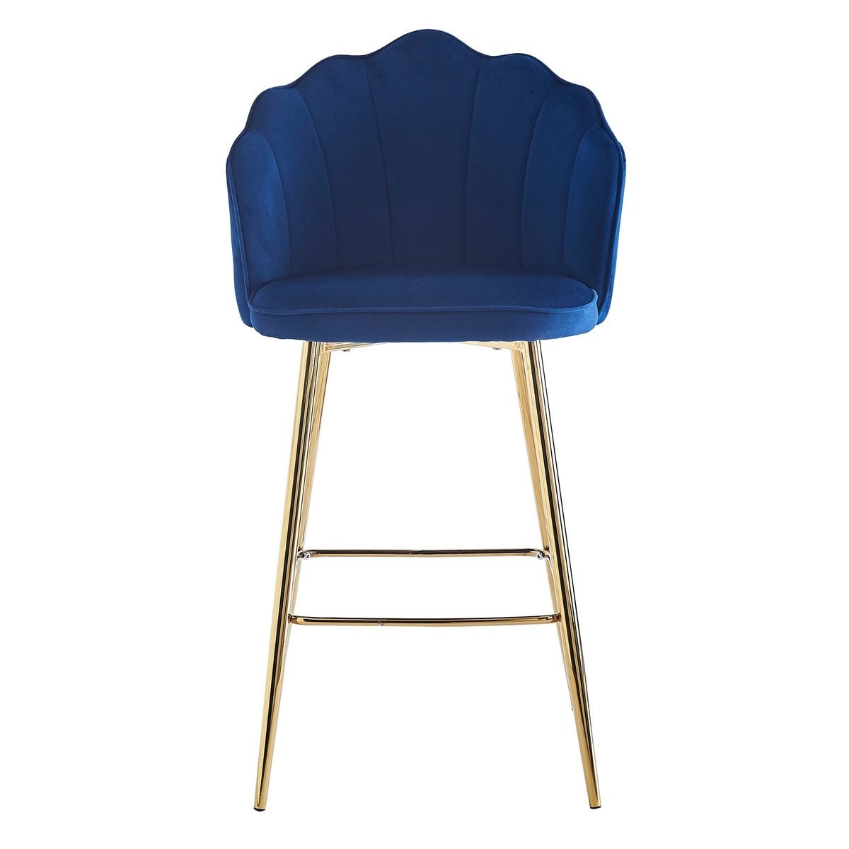 SalesFever Barkrukken schelp design set van 2 gemaakt van donkerblauw fluweel