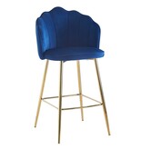 SalesFever Barkrukken schelp design set van 2 gemaakt van donkerblauw fluweel