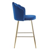 SalesFever Barkrukken schelp design set van 2 gemaakt van donkerblauw fluweel