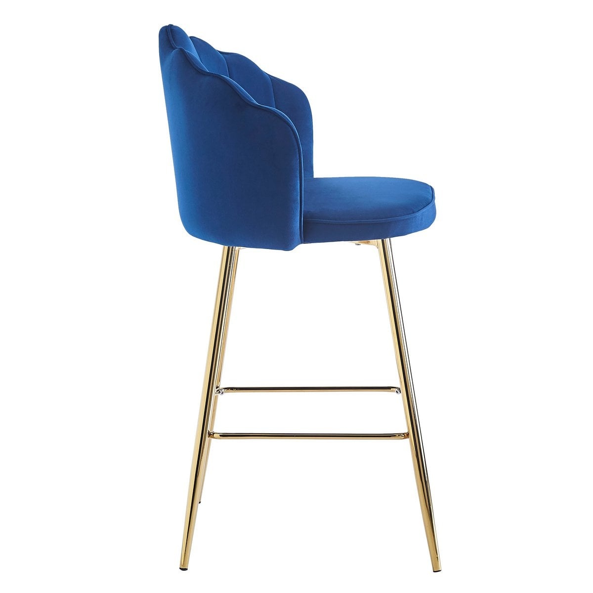 SalesFever Barkrukken schelp design set van 2 gemaakt van donkerblauw fluweel