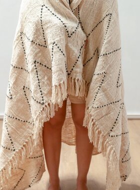 KantoormeubelenPlus Katoenen deken | Sprei | Bedovertrek | Bankdeken 140x200 cm LINGGAH Handgeweven van katoen