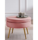 SalesFever Ronde poef in roze fluweel