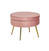 SalesFever Ronde poef in roze fluweel