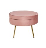SalesFever Ronde poef in roze fluweel