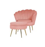 SalesFever Ronde poef in roze fluweel