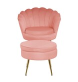 SalesFever Ronde poef in roze fluweel