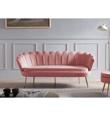 SalesFever Ronde poef in roze fluweel