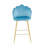 SalesFever Set van 2 barkrukken met schelpdesign in blauw fluweel